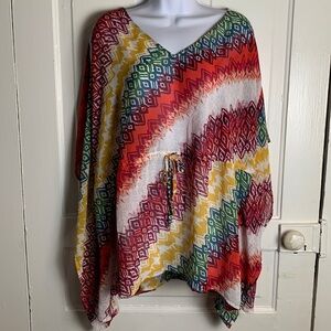 Lane Bryant Tribal Print Kimono Sleeve Sheer Boho Top Size 18/20